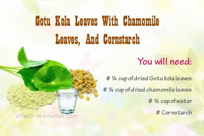 home remedies for eczema - gotu kola, chamomile leaves, and cornstarch